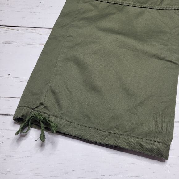 Moussy Vintage Fayette Cargo Pants Olive Green Tie Cuffs Wide Leg Utility XS - Picture 8 of 12